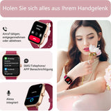 Gydom Smartwatch Damen mit Telefonfunktion Alexa Integriert 1.8" Herren Fitnessuhr 100+ Sportmodi, SpO2, Herzfrequenz, Stress, Schlafmonitor,100 Zifferblätter IP68 Wasserdicht für Android IOS Rot