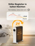 Ölradiator 2500W, Elektrische Heizung 13 Rippen mit Thermostat, Ölradiator Energiesparend mit 3 Leistungsstufen und Überhitzungsschutz für Schlafzimmer Büro