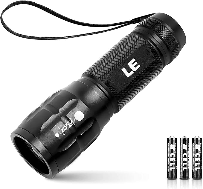 LED Taschenlampe, Extrem Hell zoombare Taschenlampen für Outdoor, Mini Tragbarer Flashlight, Wasserdicht Camping Handlampe für Kinder, Männer, Frauen (inkl.3xAAA-Batterien)