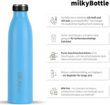 Edelstahl Trinkflasche “milkyBottle” - 500ml - Perfekt für Kinder, BPA-Frei, Auslaufsicher, Kohlensäure geeignet - Kleine Thermosflasche für Sprudel, Sport, Schule, Fitness