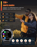 Smartwatch Herren, 1.45" AMOLED Smart Watch Herren mit Anrufe tätigen/Empfangen, 115+Sportmodi Fitnessuhr mit Herzfrequenz/Schrittzähler/Schlafmonitor, IP68 Wasserdicht Sportuhr für Android iOS