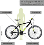 Galano GA260 Mountainbike 26 Zoll ab 160 cm für Damen Herren Mädchen Jungen mit 21 Gang, V-Brakes Fahrrad MTB Hardtail viele Farben, Aluminium, Unisex