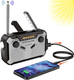 Solar Radio, AM/FM Tragbar Kurbelradio Dynamo Notfallradio mit 4000mAh Wiederaufladbare Batterie, Led Taschenlampe, SOS-Alarm für Camping, Ourdoor, Notfall