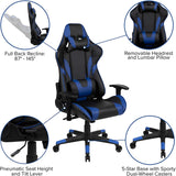 Flash Furniture Gaming Stuhl mit hoher Rückenlehne – Ergonomischer Bürosessel mit verstellbaren Armlehnen und Fußstütze – Perfekt als Zockerstuhl und fürs Home Office – Blau