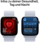 Apple Watch Series 10 (GPS 46 mm) Smartwatch mit Aluminiumgehäuse in Silber und Sport Loop in Blaue Wolke (One Size). Fitnesstracker, EKG App, Always-On Retina Display, CO2 neutral