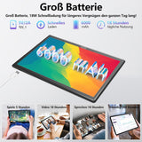 Tablet 10 Zoll Android, 4G LTE Tablet PC Mit 2 SIM Slot 4GB RAM 64GB ROM 128GB TF Mit Tastatur Maus Stift OctaCore 1080P FHD Face ID 6000mAh 13 MP Kamera Bluetooth WiFi GPS OTG-Schwarz