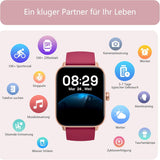 Gydom Smartwatch Damen mit Telefonfunktion Alexa Integriert 1.8" Herren Fitnessuhr 100+ Sportmodi, SpO2, Herzfrequenz, Stress, Schlafmonitor,100 Zifferblätter IP68 Wasserdicht für Android IOS Rot