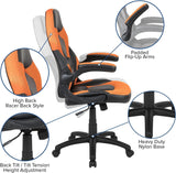 Flash Furniture Gaming Stuhl mit hoher Rückenlehne – Ergonomischer Bürosessel mit verstellbaren Armlehnen und Netzstoff – Perfekt als Zockerstuhl und fürs Home Office – Orange