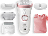 Braun Silk-épil 9 Epilierer Damen für Haarentfernung, Rasier- und Trimmeraufsatz, Micro-Grip-Pinzetten-Technologie, Hochfrequenz-Massageaufsatz