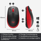 Logitech kabellose Maus M190, geschwungenes Design für beidhändige Nutzung, Batterielebensdauer von 18 Monaten plus Stromsparmodus, USB-Empfänger, präzise Kontrolle dank breitem Rad und Tasten - Rot