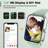 Smartwatch Damen Herren, 1.8" Smartwatch mit Bluetooth Anruf Textfunktion, Alexa, Fitness Tracker mit Pulsuhr/Schlafmonitor, 120+ Sportmodi IP68 Wasserdicht Sportuhr,Schrittzähler Uhr für Android iOS