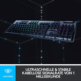 Logitech G915 LIGHTSPEED kabellose mechanische Gaming-Tastatur, Taktiler GL-Tasten-Switch mit flachem Profil, LIGHTSYNC RGB, Ultraschlankes Design, Deutsches QWERTZ-Layout - Carbon