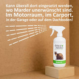 Anti Marderspray 500ml Marderabwehr fürs Auto schnelles und effektives Marderabwehrspray, Marderschreck Auto Spray, zum Fernhalten von Marder