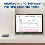 EKG Gerät für zuhause, Bluetooth EKG Monitor mit iOS & Android App, 30s / 60s / 5min Messzeit für Smartphone und PC, Persönlicher tragbarer Herzgesundheits-Tracker