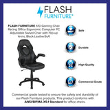 Flash Furniture Gaming Stuhl mit hoher Rückenlehne – Ergonomischer Bürosessel mit verstellbaren Armlehnen und Netzstoff – Perfekt als Zockerstuhl und fürs Home Office – Schwarz