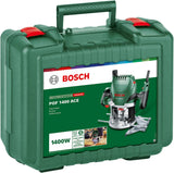 Bosch Home and Garden Oberfräse POF 1400 ACE (3 x Spannzange, Fräser, Parallelanschlag, Absaugadapter, Koffer (1400 W)) Grün