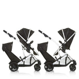 Hauck Geschwister Kinderwagen Duett 2 / Buggy für 2 Kinder / Sitz Oben Umbaubar in Baby Wanne für Neugeborene/ Regen Verdeck inkl. / Belastbar bis 36 kg / Faltbar / 1 Stück (1er Pack), Forest Schwarz