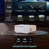 Beamer, Beamer WiFi Bluetooth Full HD 1080P, 4K Heimkino Unterstützt Zoomfunktion, 300'' Display Outdoor Projektor Kompatibel mit Smartphone/HDMI/USB/Laptop/Fire Stick/PS5