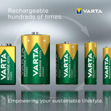 VARTA Batterien 9V Blockbatterie, wiederaufladbar, 1 Stück, Recharge Accu Power, Akku, 200 mAh, ohne Memory Effekt, vorgeladen, sofort einsatzbereit