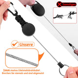 Schlüsselanhänger Ausziehbar,3 Stücke Schlüsselband Ausziehbar Ausweis JoJo mit 60cm Ausziehbar Stahlseil,Einziehbarer Schlüsselanhänger Schlüsselkette mit Karabiner