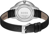 BOSS Analog Quarzuhr für Damen mit Schwarzes Lederarmband ÖZEN SAAT