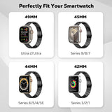 Armband Kompatibel mit Apple Watch Ultra 3/2/1 49mm,S11/S10 46mm, 9/8/7 45mm, SE3/SE2/SE/6/5/4 44mm,3/2/1 42mm, Schlank Smartwatch Armband aus Edelstahl, Metall Uhrenarmband,Schwarz