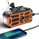 Raddy SW5 Solar Radio Tragbares AM/FM Kurbelradio IPX5 Wasserdicht mit 5000mAh Wiederaufladbares Batterie USB Handyladefunktion Taschenlampe für Outdoor Camping