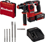 Einhell Akku-Bohrhammer HEROCCO Kit +5 (1x3,0Ah) Power X-Change (Li-Ion, 18V, 2.2 Joule, 18 Nm, SDS-Plus, inkl. 3,0 Ah-Akku, Ladegerät, 3 Bohrer, Flachmeißel, Spitzmeißel, inkl. E-Box)