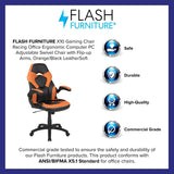 Flash Furniture Gaming Stuhl mit hoher Rückenlehne – Ergonomischer Bürosessel mit verstellbaren Armlehnen und Netzstoff – Perfekt als Zockerstuhl und fürs Home Office – Orange