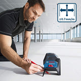 Bosch Professional Kreuzlinienlaser GCL 2-15 (roter Laser, Innenbereich, mit Lotpunkten, Arbeitsbereich: 15 m, 3x AA Batterien, Drehhalterung