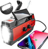 YIKANWEN Solar Radio,AM/FM Kurbelradio Tragbar USB Notfallradio mit 4000mAh Wiederaufladbare Batterie und Handkurbel Dynamo für Camping, Reisen (Rot)