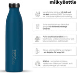 720°DGREE Edelstahl Trinkflasche “milkyBottle” - 750ml - BPA-Frei, Auslaufsicher, Kohlensäure geeignet - Thermosflasche für Sprudel, Sport, Uni, Schule, Fitness, Outdoor, Camping