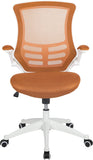 Flash Furniture Bürostuhl mit mittelhoher Rückenlehne – Ergonomischer Schreibtischstuhl mit hochklappbaren Armlehnen und Netzstoff – Perfekt für Home Office oder Büro – Orange/weiß