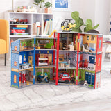 KidKraft 63239 Everyday Heroes Kinder-Spielset aus Holz mit Feuerwehrauto, Polizei, Hubschrauber und Spielfiguren