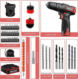 Akku-Schlagbohrmaschine 12 V, PULITUO schlagbohrschrauber set, Akkuschrauber mit 3/8" Metallfutter, 21 + 1 + 1 Drehmomentstufen, 1300-mAh-Batterie mit LED-Licht, 35 N.m maximales Drehmoment