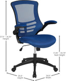 Flash Furniture Bürostuhl mit mittelhoher Rückenlehne – Ergonomischer Schreibtischstuhl mit hochklappbaren Armlehnen und Netzstoff – Perfekt für Home Office oder Büro – Blau