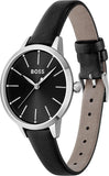 BOSS Analog Quarzuhr für Damen mit Schwarzes Lederarmband ÖZEN SAAT