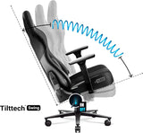 Diablo X-Player 2.0 Gaming Stuhl Bürostuhl Gamer Chair Stoff 3D Armlehnen Ergonomisches Design Nacken/- Lendenkissen Wippfunktion Schwarz Normal (L)