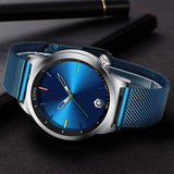 Herrenuhr Blau Analog Blau und Silber Farbe, ÖZEN SAAT