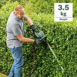 Bosch Heckenschere UniversalHedgecut 50 (480 Watt, Messerlänge: 50cm, für mittelgroße Hecken, Messerabstand: 26mm, im Karton) Aqua Green