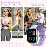 Smartwatch Damen mit Telefonfunktion,1.8" Uhren Damen mit Herzfrequenz SpO2 Stress Schlafmonitor,Alexa Integriert Watch,110 Sportmodi Fitness Tracker,IP68 Wasserdichte Sport Armbanduhr für Android iOS