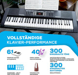 Melody 61 - Keyboard E-Piano für Anfänger mit Lautsprechern, Klavier Ständer, Hocker, Kopfhörern, Mikrofon