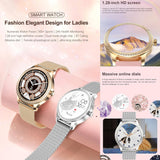 Smartwatch Damen mit Telefonfunktion, 3 Uhrenarmbänder, 1.28" AMOLED Uhren Fitness Tracker mit Schlafmonitor, SpO2, Menstruationszyklus, 100+Sportmodi Diamant Smart Watch für IOS/Android