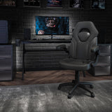 Flash Furniture Gaming Stuhl mit hoher Rückenlehne – Ergonomischer Bürosessel mit verstellbaren Armlehnen und Netzstoff – Perfekt als Zockerstuhl und fürs Home Office – Schwarz