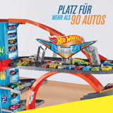 Hot Wheels - City Ultimate Parkgarage und Parkhaus für Kinder, Garage mit Hai für +90 Autos, mit Looping Tracks inkl. 2 Spielzeugautos, ca. 63 cm hoch, ab 5 Jahren, Mehrfarbig