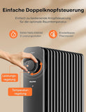 Ölradiator 2500W, Elektrische Heizung 13 Rippen mit Thermostat, Ölradiator Energiesparend mit 3 Leistungsstufen und Überhitzungsschutz für Schlafzimmer Büro