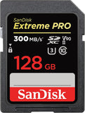 SanDisk Extreme PRO SDHC UHS-II Speicherkarte V90 128 GB (300 MB/s, 8K-, 4K- und Full-HD-Videoaufnahmen, RescuePRO Deluxe, stoßsicher, temperaturbeständig, wasserdicht und röntgensicher)