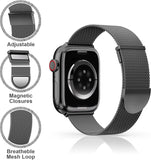 Ersatzarmband Kompatibel mit Apple Watch Armband 46mm 45mm 44mm 49mm 42mm Damen/Herren, Dual Magnetisch Einstellbar Armbänder für iWatch SE Series 10 9 8 7 6 5 4 3 2 1, Schwarz Edelstahl Metall