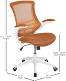 Flash Furniture Bürostuhl mit mittelhoher Rückenlehne – Ergonomischer Schreibtischstuhl mit hochklappbaren Armlehnen und Netzstoff – Perfekt für Home Office oder Büro – Orange/weiß