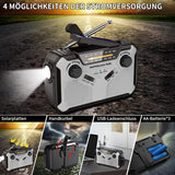 Solar Radio, AM/FM Tragbar Kurbelradio Dynamo Notfallradio mit 4000mAh Wiederaufladbare Batterie, Led Taschenlampe, SOS-Alarm für Camping, Ourdoor, Notfall